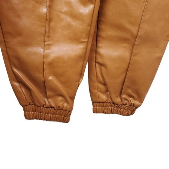 Nasty Gal Womens Tan Faux Leather Jogger Pants Size 6 NWT - Picture 4 of 5